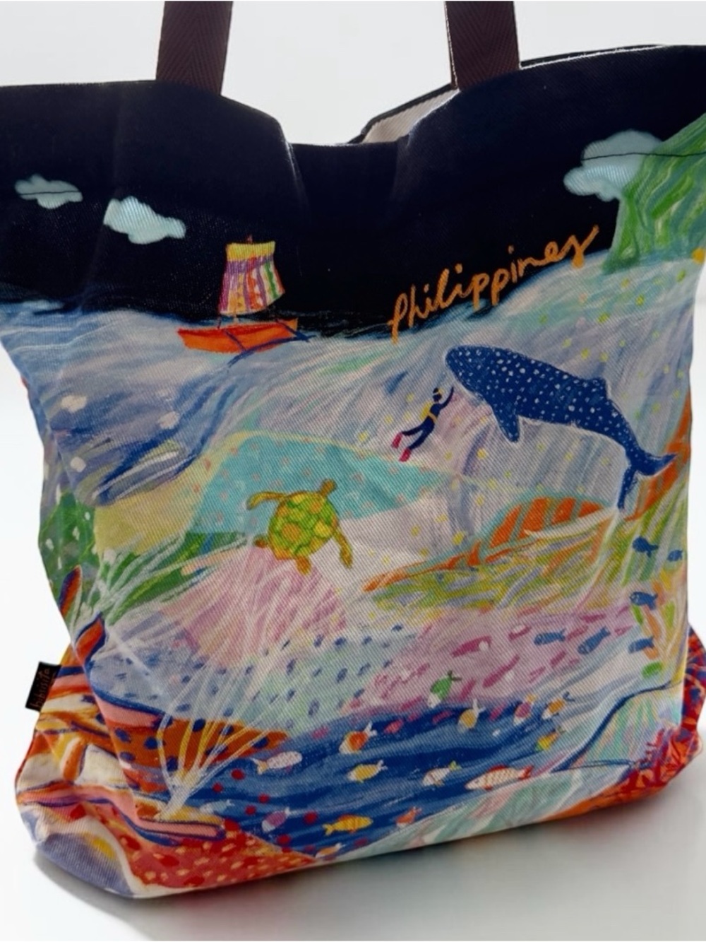 Kultura Filipino Colorful Ocean Artwork Canvas Tote Bag